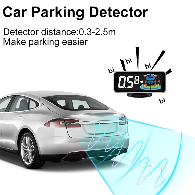LCD Parking Sensor System Backlight Human Voice Alarm Display 4 Probes 12 Colors Backup Detector Parking Assistance Kit