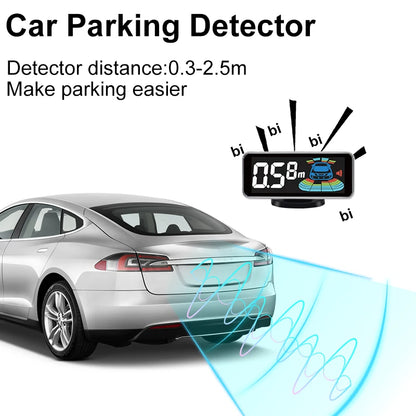 LCD Parking Sensor System Backlight Human Voice Alarm Display 4 Probes 12 Colors Backup Detector Parking Assistance Kit