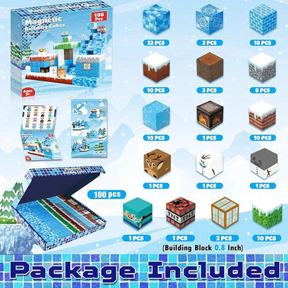 Magnetic Building Blocks Mine World Magnet Cube for Stacking Construction Set Educate Sensory Toys Kids Boys Girls Ages 3+ DIY