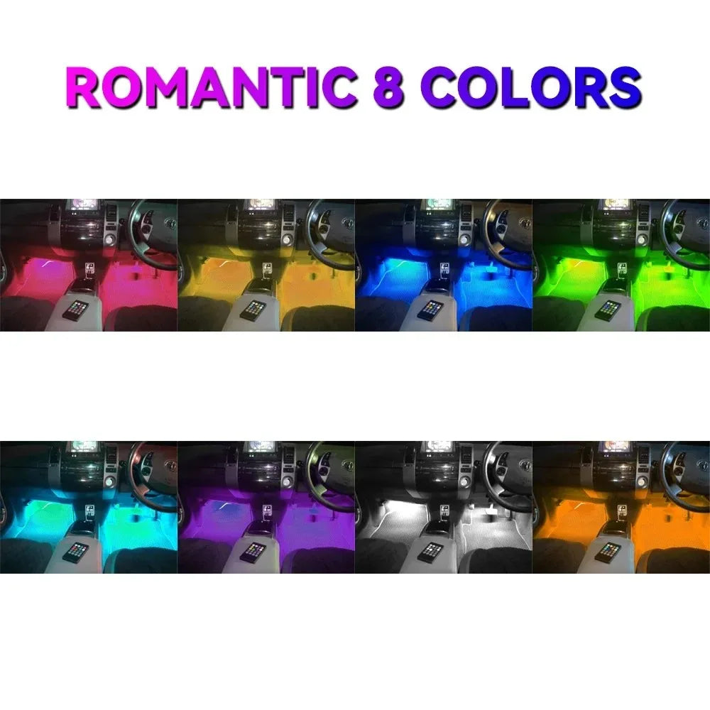 Neon Led Car Lights Strip Ambient Light Auto Wireless Remote Music APP Control RGB Atmosphere Decorative Lamp Auto Accessories