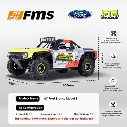 FMS 1/7 Liema Professional Brushless High-Speed Violent Four-Wheel Drive Racing Short Card Off-Road RC Remote Control Car Model