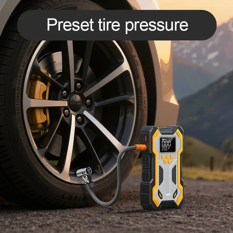 Portable Car Jump Starter 6000A Air Compressor 160PSI, Auto Tire Inflator Battery Booster for 9.0L Gas 6.5L Diesel Car SUV Truck