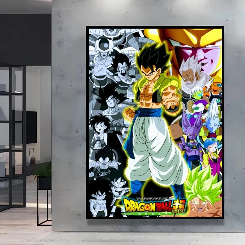 Dragon Ball Poster Super Saiyan Wall Art Goku Themed Painting Vivid Battle Design Durable Canvas Perfect for Anime Room Decor