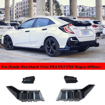 Rear Diffuser Rear R Style Spoiler for Honda Civic 2016-2021 10th Hatchback FK4 FK7 Modification Body Kit Lower Bumper Guard