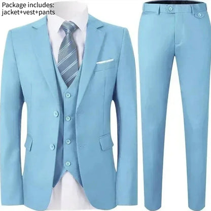 Elegant Men Suit For Wedding 3 Pieces 2 Sets Jackets Vest Pants Blazers Full Fashion Slim Fit Coats 2025 Formal Classic Costume