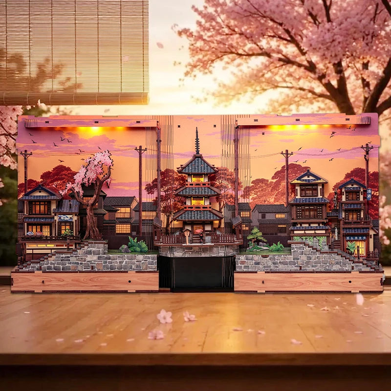 CUTEBEE DIY Book Nook Kit Japanese Sakura 3D Puzzle Dollhouse for Bookshelf Unique Craft Gift for Book Lover Christmas Miniature