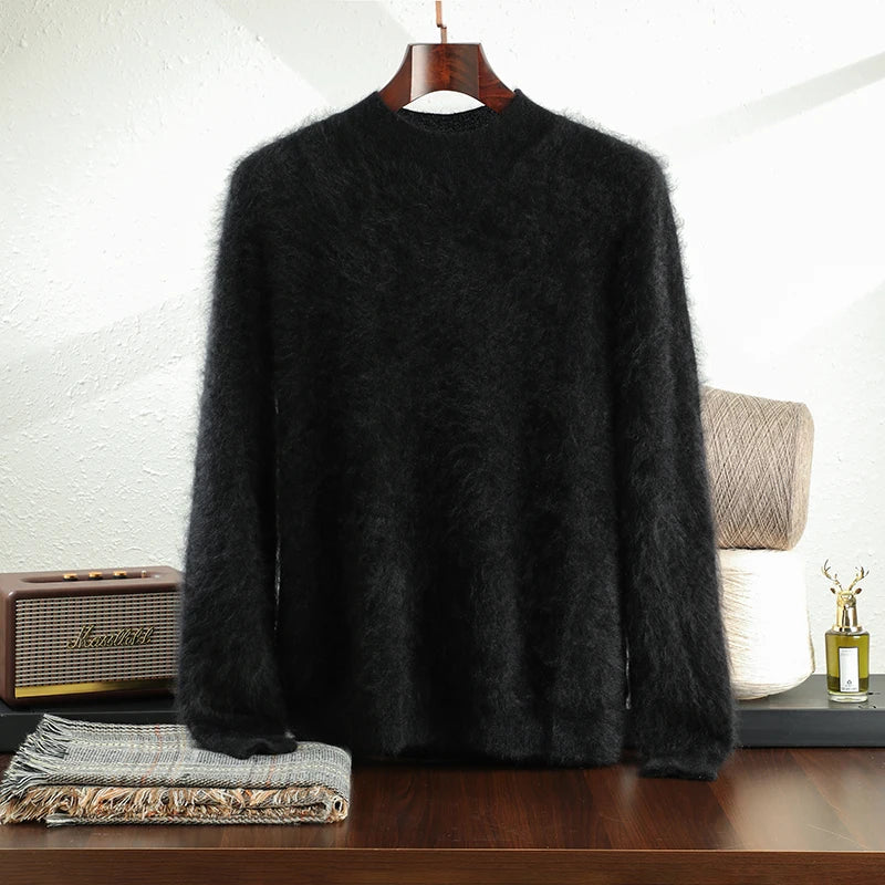 High-end brushed 100% pure cashmere warm men's half turtle neck new autumn and winter Joker knit bottoming shirt.