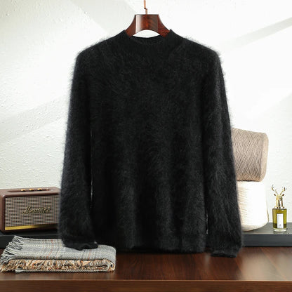 High-end brushed 100% pure cashmere warm men's half turtle neck new autumn and winter Joker knit bottoming shirt.