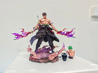 One Piece Roronoa Zoro Collectible Anime Gk Statue Replaceable Head Purple Haki Effect Figure Desktop Decoration For Adult