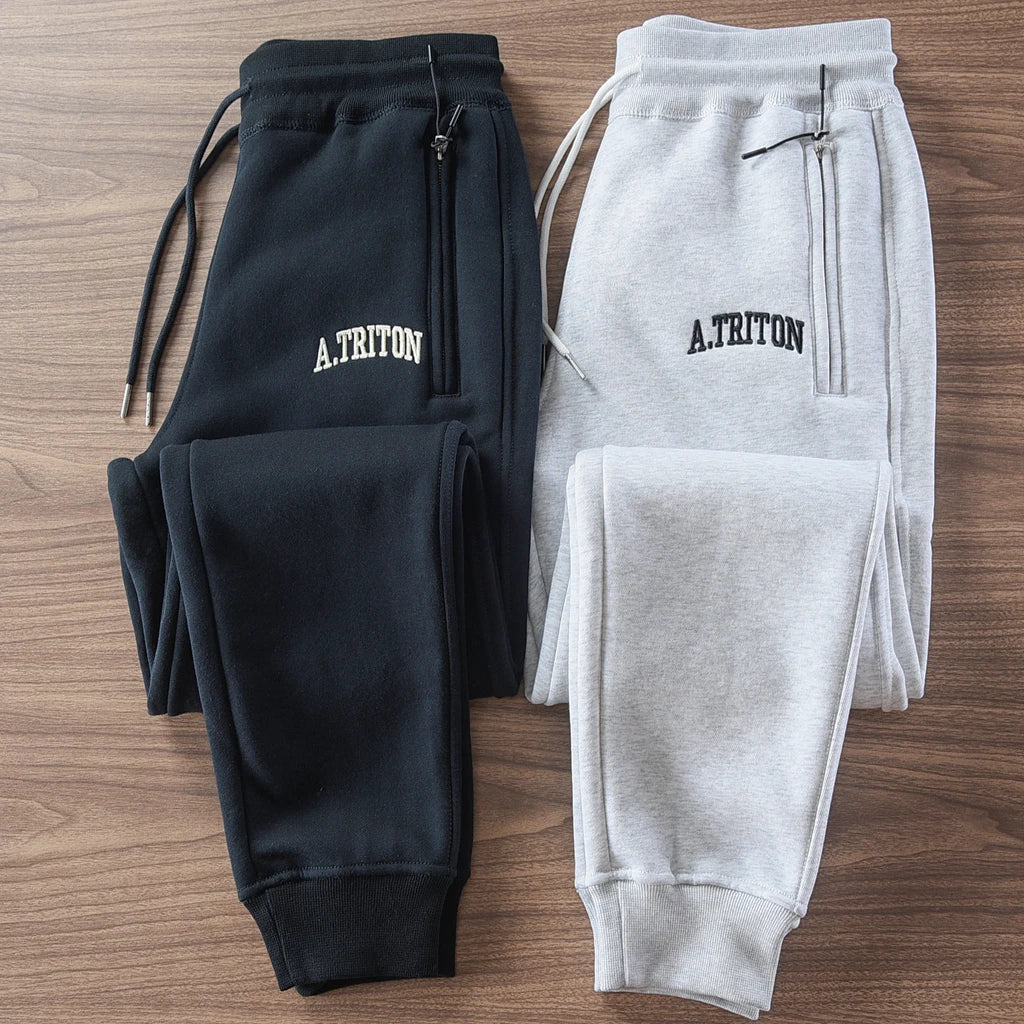 2024 Winter New American Retro Thickened Velvet Letter Printed Sweatpants Men's Simple Drawstring Sports Casual Ankle-tied Pants