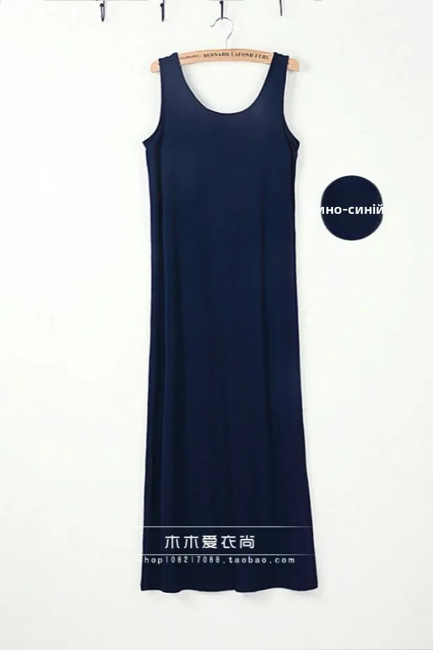 Spring Summer 2026 Women's Modal Long Sleeveless Dress Beachwear Base Layer Vest Skirt Large Size Korean Style Commute