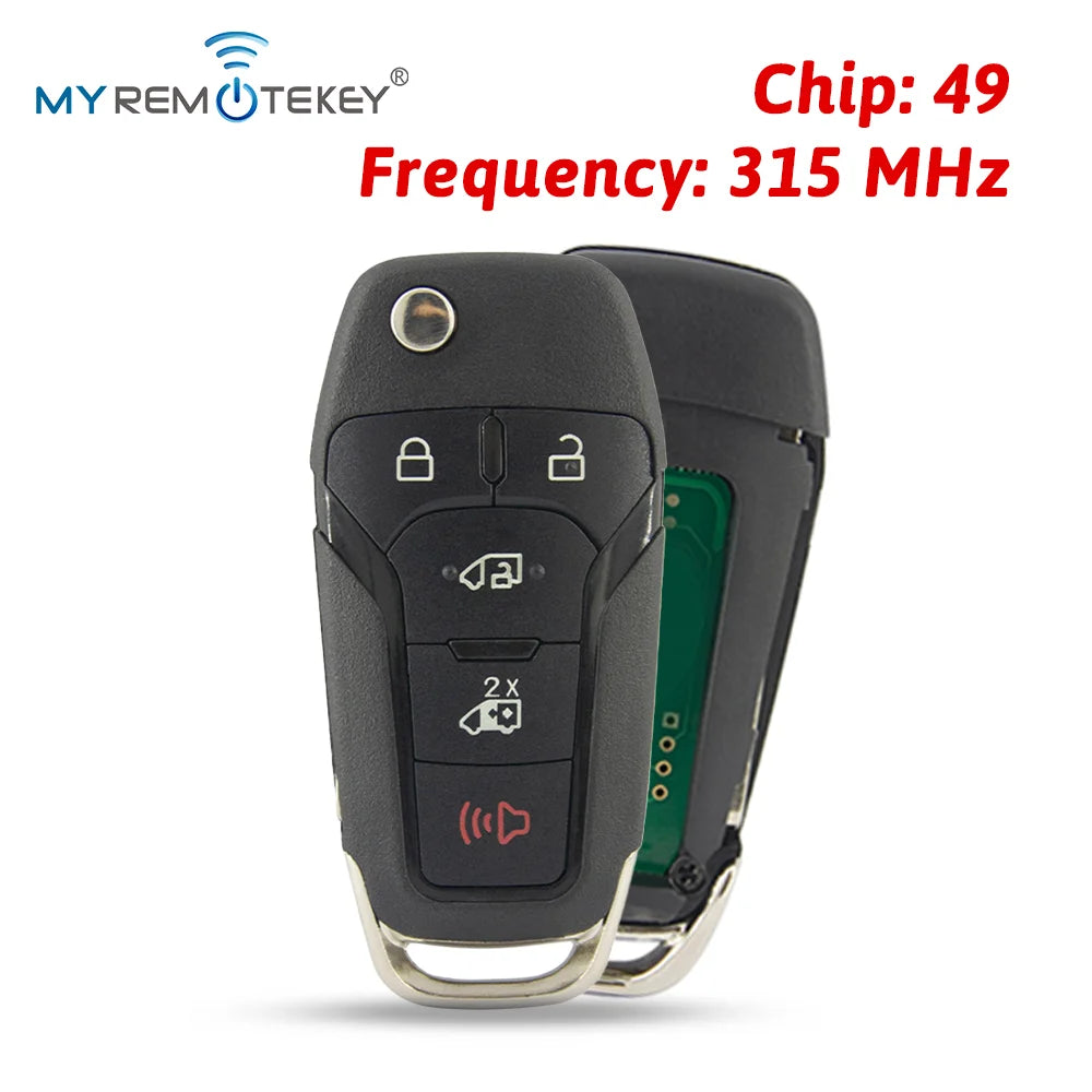 MYREMOTEKEY Flip Smart Key Fob Remote Control ID49 315/433/868/902MHz For Ford F150 Ranger 2015 - 2018 Escort Fusion 2013-2016