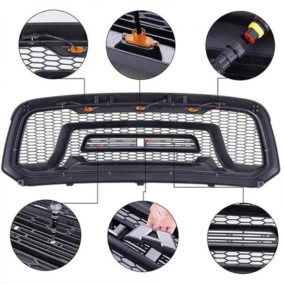 Raptor Style Front Mesh Grill Racing Grille Bumper Mask Replacement Grid For Dodge Ram 1500 2013-2018 Air intake grille