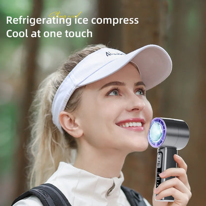 2024 New Semiconductor Refrigeration High-speed Handheld Electric Fan 3000mAh USB Portable Rechargeable Outdoor Small Fan
