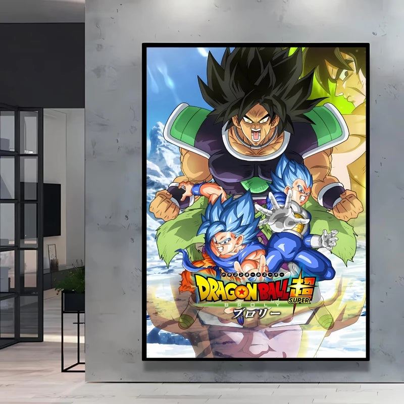 Dragon Ball Poster Super Saiyan Wall Art Goku Themed Painting Vivid Battle Design Durable Canvas Perfect for Anime Room Decor