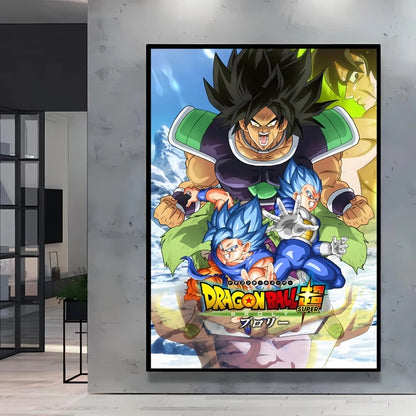Dragon Ball Poster Super Saiyan Wall Art Goku Themed Painting Vivid Battle Design Durable Canvas Perfect for Anime Room Decor