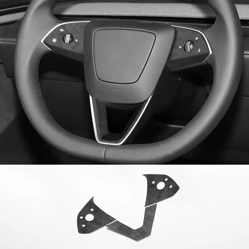 Made of Alcantara For Tesla Model 3 (2024-)/Model Y (2025-) Steering Wheel Trim Frame Sticker Car Interior Tuning Accessories