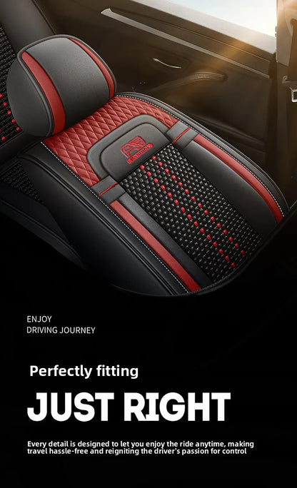 Universal Auto Split Seat Car Full Seat Cover Breathable Ice Silk Nappa Leather Car SUV Cushion Full Seats Cover Protection