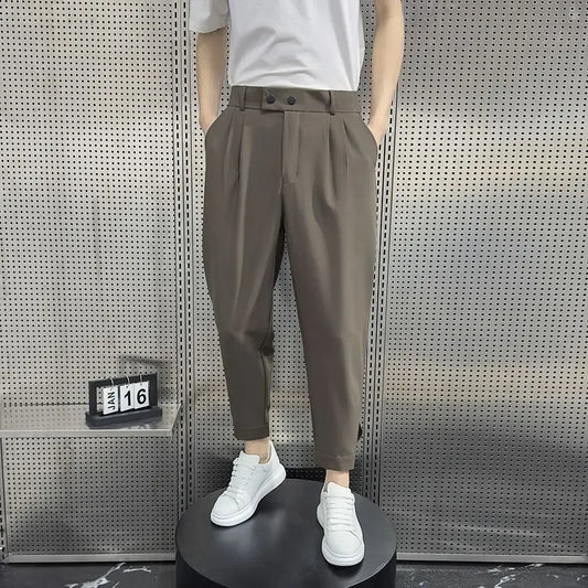 Baggy Trousers for Men Elastic Khaki Man Suits Pants Stretch Spring Clothes Slacks High Quality Fashion Tailoring Summer 2025 Up
