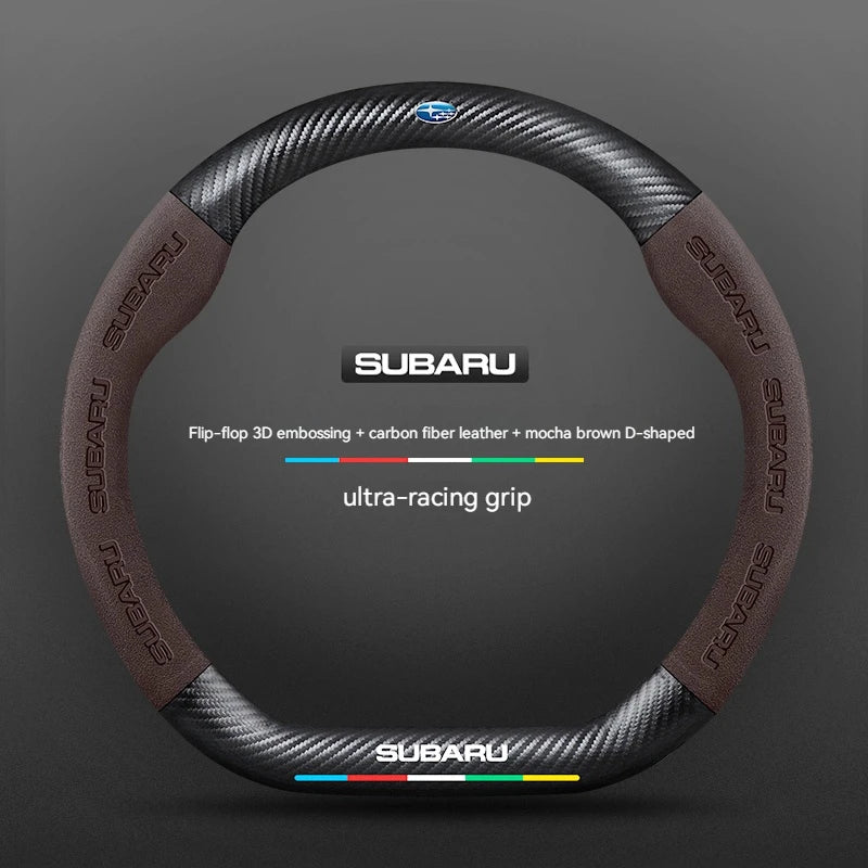 For Subaru STI Brz Wrx Xv Ascent Forester Outback Impreza Legacy Car Suede Carbon fiber Anti-slip Ventilate Steering Wheel Cover