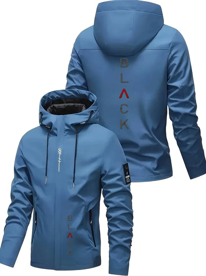 Men'S All-Season Heavy-Duty Motorcycle Jacket - Full-Zip Windproof Hooded Jacket，Commuting, Travel, Outdoor Activities