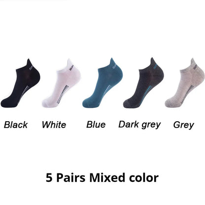 5 Pairs Of Mens Summer Thin Mesh Breathable Mens Polyester Sports Socks Sweat Absorbing Short Socks