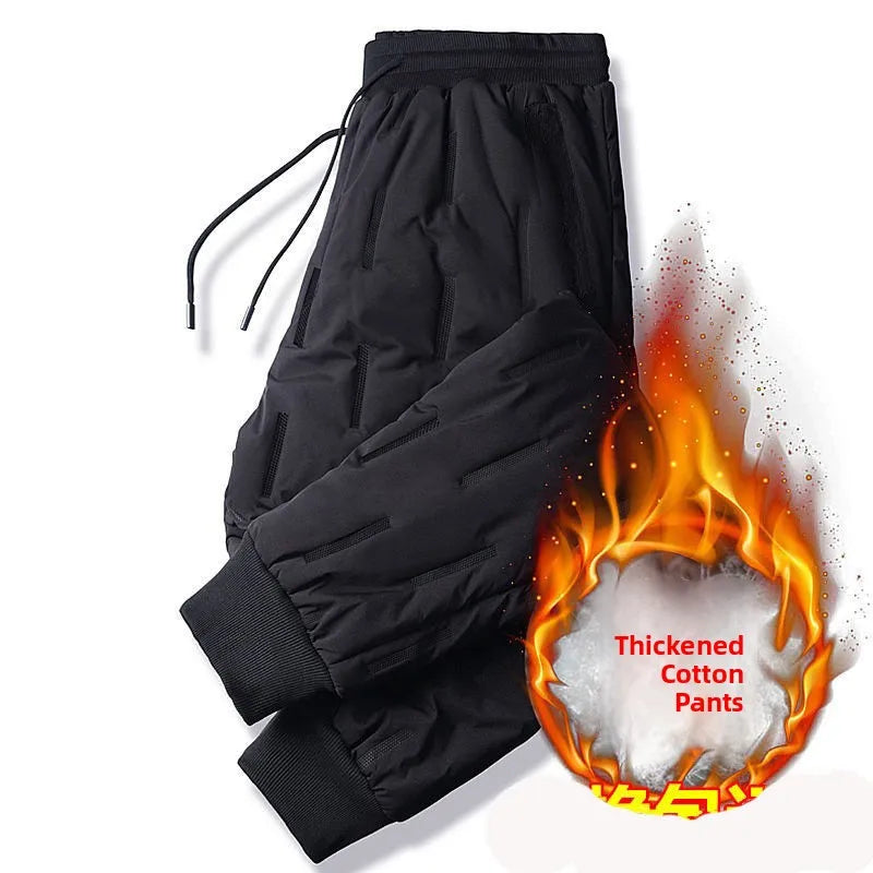 Men's down Pants Winter Outdoor Wear Thickened Extra Large Size High Waist Warm Cold Proof Windproof Cotton Pants