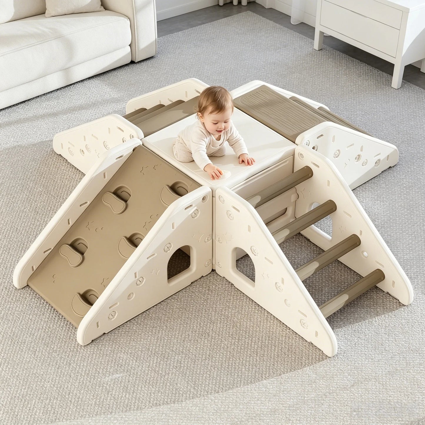 Kids Indoor Climbing Playset with Slide Montessori Toddler Playground HDPE Climber Activity Gym Modules Sold Separately