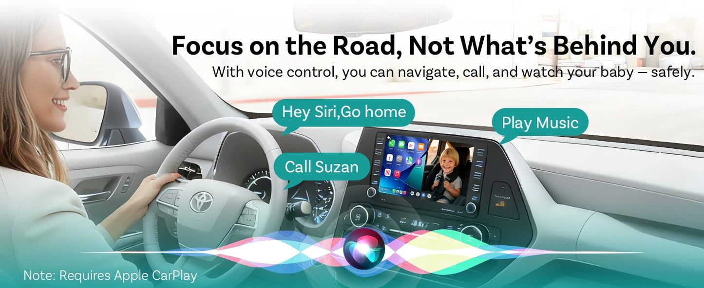 Ottocast Mini Pico 2in1 Wireless CarPlay Dongle Car Baby Safety Camera Pet Back Seat Camera Child Car Monitor For 99% of the car