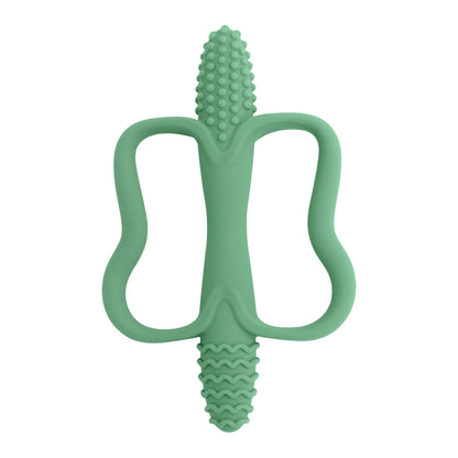 One-piece silicone teething stick with handle, baby toy teether, 6 colors, easy to grip, corn-shaped teether, BPA-free.