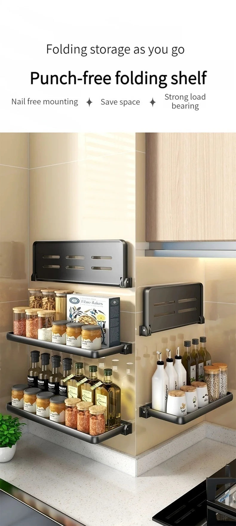 Foldable kitchen Storage Rack Fridge Organizer Storage Tray Clear Food Storage Organizer Spice Rack kitchen Organizer