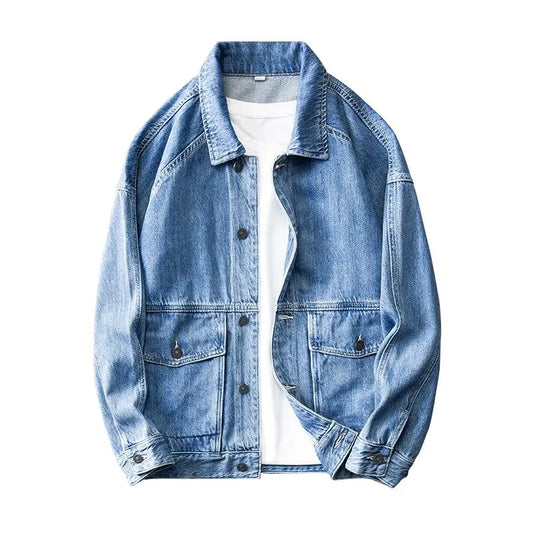 Men's Causal Denim Jacket Gray Autumn Wide Shoulders Fashion Male Jean Coat with Embroidery Japanese Y2k Clothing Big Size Baggy