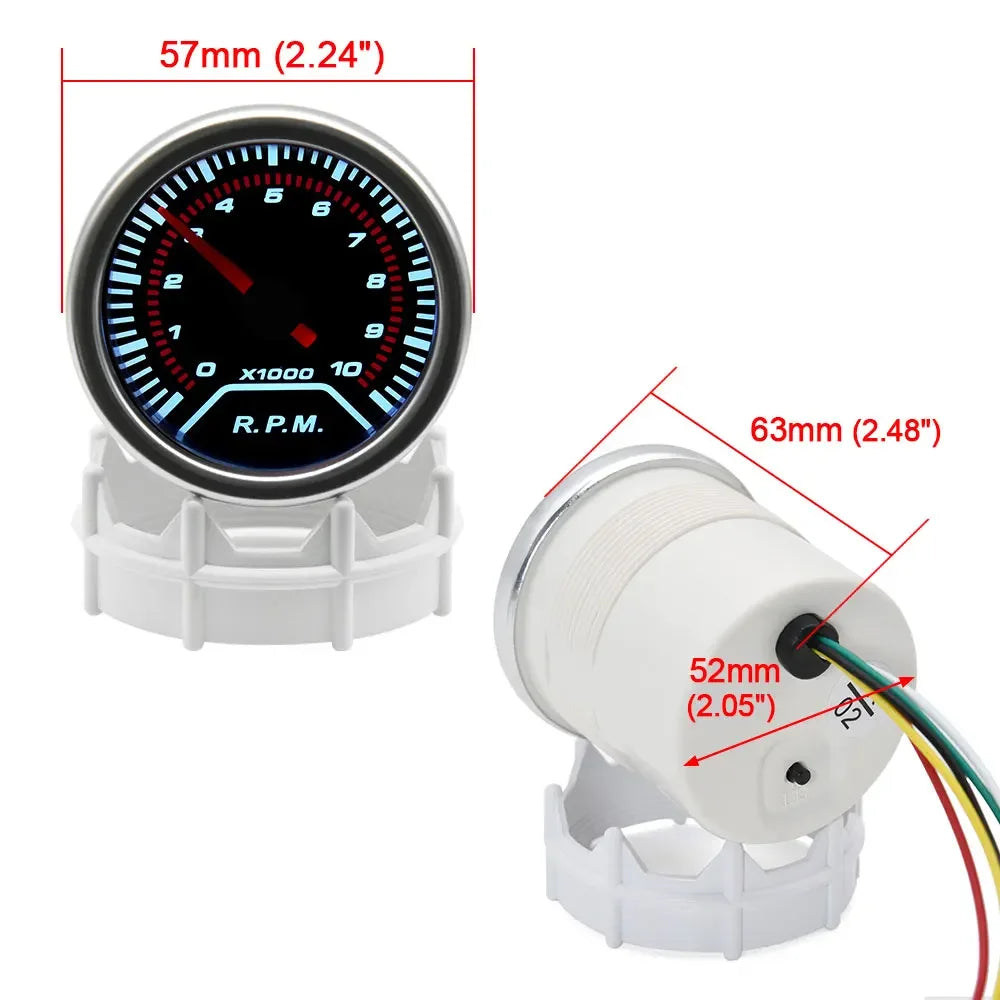 52mm Racing Gauge 12V LED Smoke Len -1~0~2 BAR Turbo Boost Water Temperature Oil Pressure Voltmeter Air Fuel Ratio Meter For 12V
