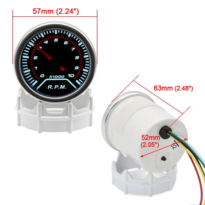 52mm Racing Gauge 12V LED Smoke Len -1~0~2 BAR Turbo Boost Water Temperature Oil Pressure Voltmeter Air Fuel Ratio Meter For 12V