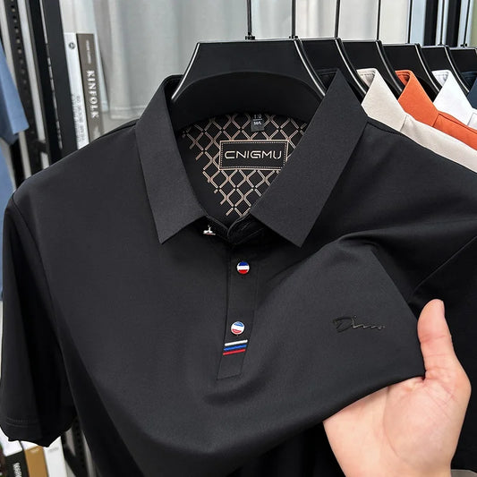 Luxury Man Short-Sleeved Polo Shirt Lapel Button Letter Embroidery Spring Casual Elegance T-Shirt Simple Business Men's Clothing