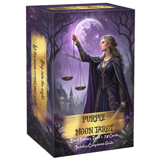 Purple Moon Tarot Cards Set, 78 Pieces, 13x8 Cm, Includes Paper Instructions, Perfect for Beginners, Enter Mystical Realm