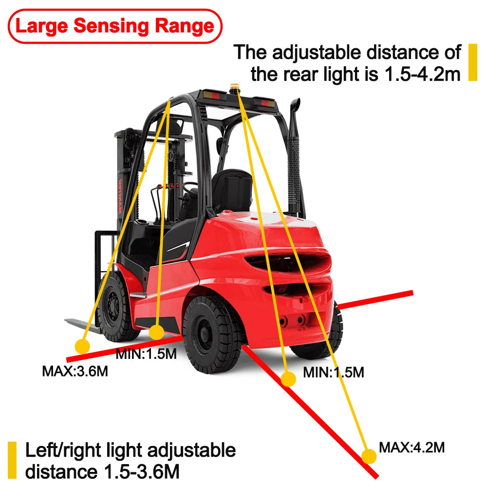 Carsanbo Forklift Area Radar Security Alert System with 3pcs Radar Warning Lights 1pcs Voice Flashing Alarm Light Magnetic Base