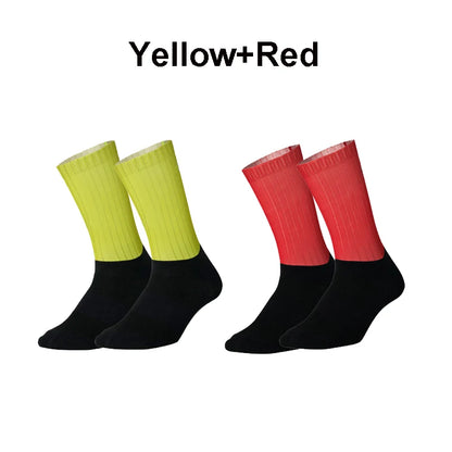 Cycling Slip Anti Silicone Summer Whiteline Aero Socks Socks Men Bicycle Sport Running Pure Color Bike Socks Calcetines Socks