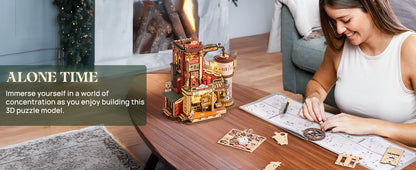 Robotime Rokr Dream Gift Factory 3D Wooden Puzzle Christmas Gifts Toy with Light and Music for Children Kids Building Block Kits