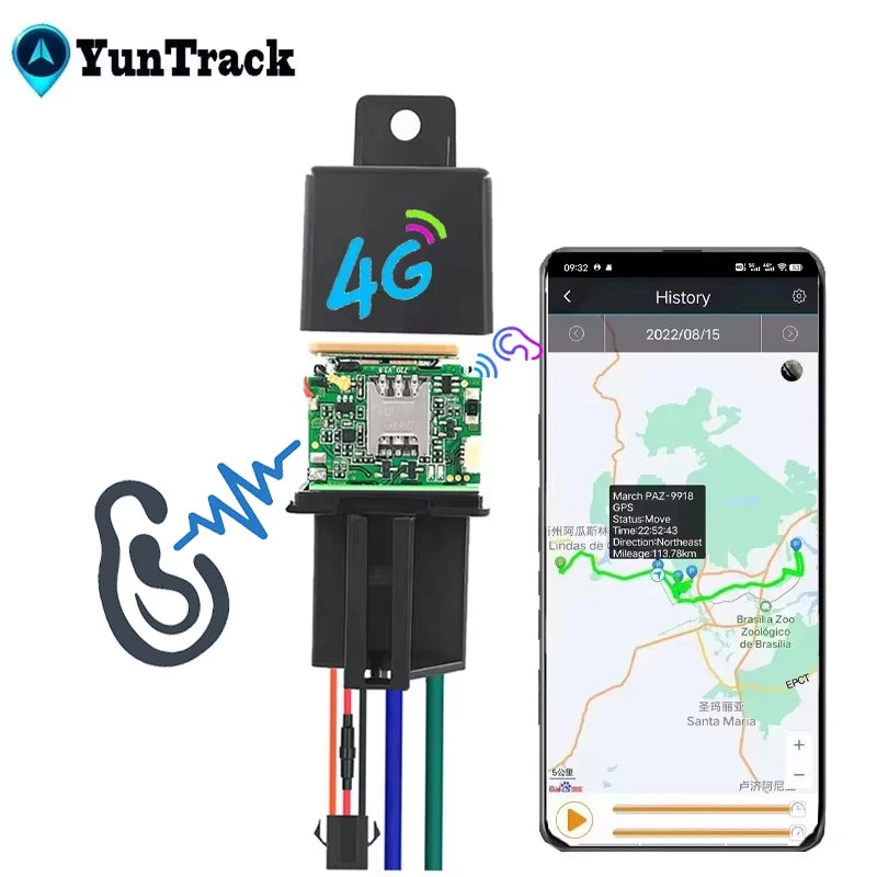 CJ730M 4G Relay GPS Tracker Towed Move Monitor Tracking Car Motorcycle Cut Off Oil ACC ON Locator SMS Call Alarm System APP