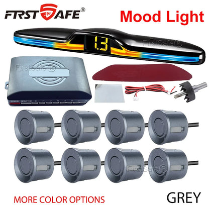 FirstSafe Factory Front and Rear Parking Sensor Kit Mood Light Display System Backup Monitor Detector Assistant 6 8 Radar Sensor
