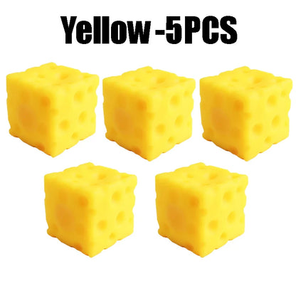 Yellow Cheese Squeeze Toy Soft Rubber Novelty Stress Ball Bouncing Play for Anxiety Relief Focus Training Fun Cheese Cube Design