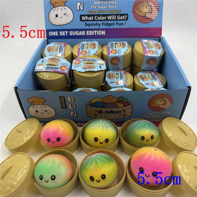 5.5/8.5cm Stress 1-12Pcs Dumpling Squash Toy Dampaline Squishy with Box Dumplings Sensory Squeeze Toy for  Relief Gift Birthday