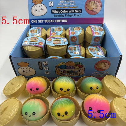 5.5/8.5cm Stress 1-12Pcs Dumpling Squash Toy Dampaline Squishy with Box Dumplings Sensory Squeeze Toy for  Relief Gift Birthday
