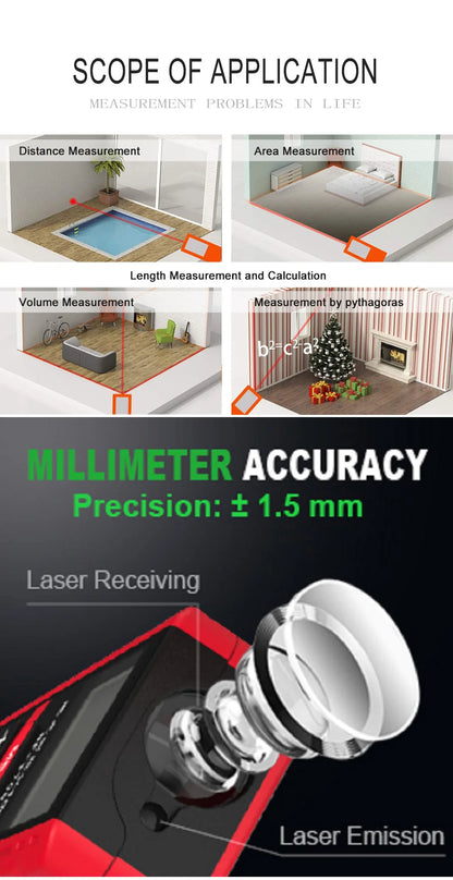 Noyafa NF-271 Laser Distance Meter 40M 80M Rangefinder Tape Range Finder Measure Device Digital Ruler Test Tool
