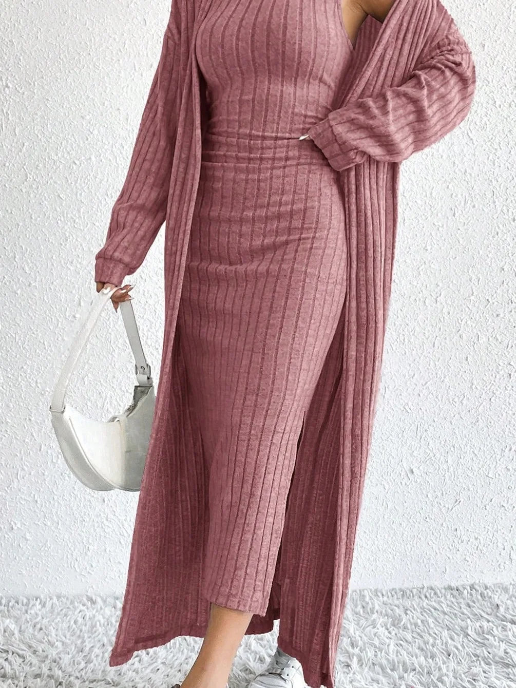 Fashionable Long Sleeve Vest Dress Set Autumn Casual High Waist Trousers Women's Clothing Two-Piece Suit European Style