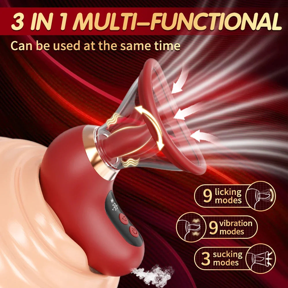 Tongue Licking Vacuum Sucking Vibrator for Women Clit Sucker Nipples Breast Massager Removable Cup Female Masturbation Sex Toy