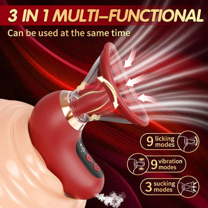 Tongue Licking Vacuum Sucking Vibrator for Women Clit Sucker Nipples Breast Massager Removable Cup Female Masturbation Sex Toy