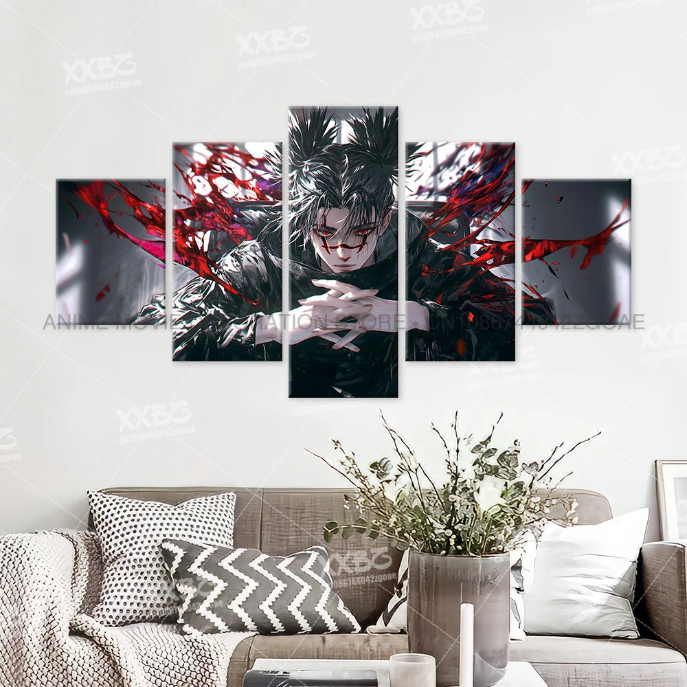 Anime Jujutsu Kaisen Character 5PCS Home Decor Canvas Paintings Pictures Wall Art Printed Poster No Frame Artwork Living Room