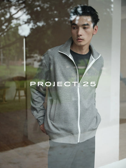 PROJECT 25 Men's Heavy Cotton Contrast Zipper Long Sleeve Mock Neck Loose Sweatshirt Basic Daily Commuting Casual Outerwear Top